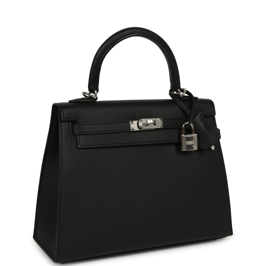 Kelly Sellier 25 Black Epsom Palladium Hardware