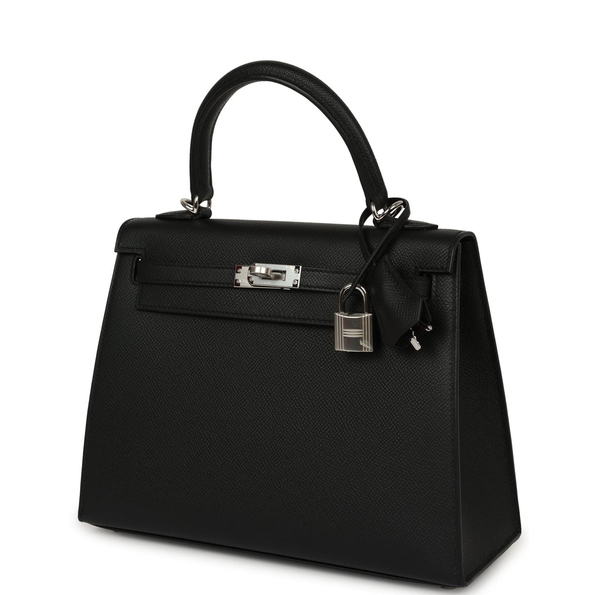 Hermès Kelly Sellier 25 Black Epsom Palladium Hardware vue 5